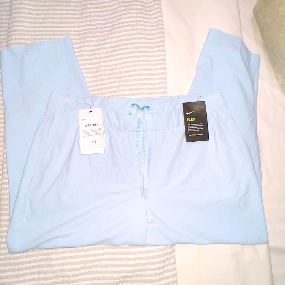 NIKE: Dri-Fit Flex Baby Blue Golf Pants - Size L